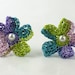 On Sale Marked Down 20% Crochet Flower Earrings Crochet Earrings Stud Earrings Hypoallergenic Spring Green Purple Pink Teal