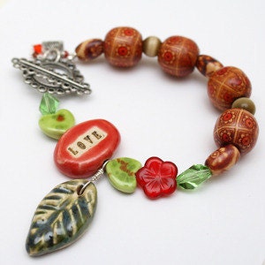 Woodland Meadow wooden bead bracelet
