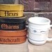Primitive Halloween Oval 3 Pc. Shaker boxes Witchcraft, Hexes, Charms Handpainted
