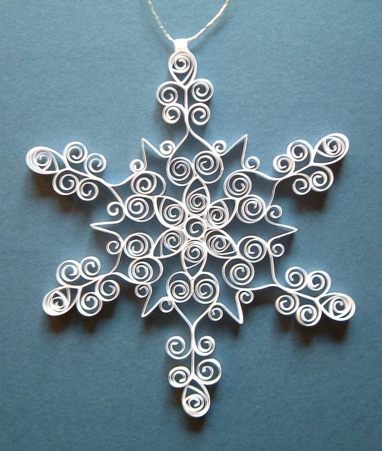 Christmas Decoration: 'Icy Elegance' is a gift packaged white quilled snowflake ornament Christmas ornament tree ornament