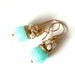 FREE shipping - NEW Organic - lovely earrings with chalcedony color jade and white fresh water pearls