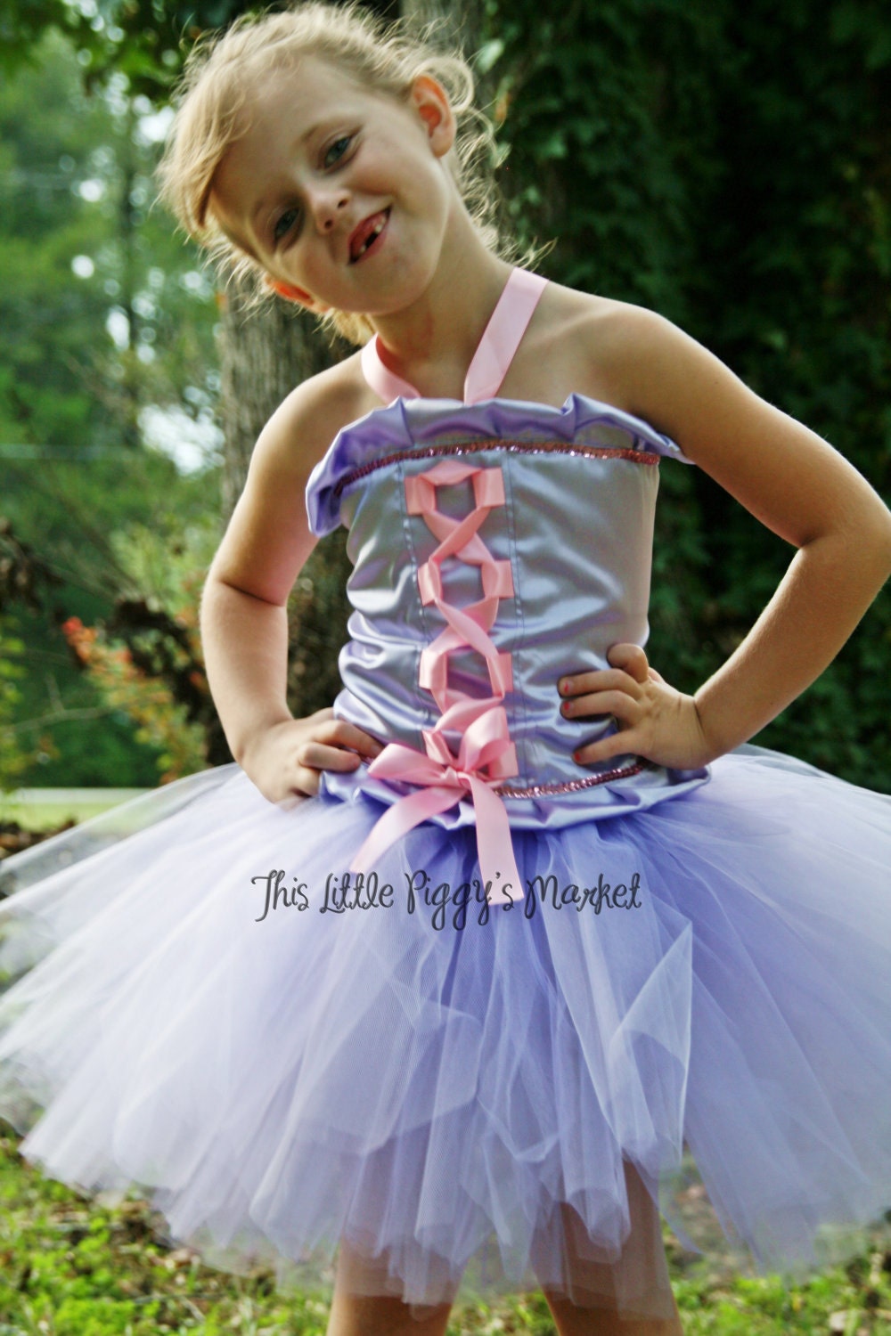 Rapunzel - Tangled - Girls Princess Tutu Dress and Corset Halloween Costume Set Birthday Pageant Size o-10y