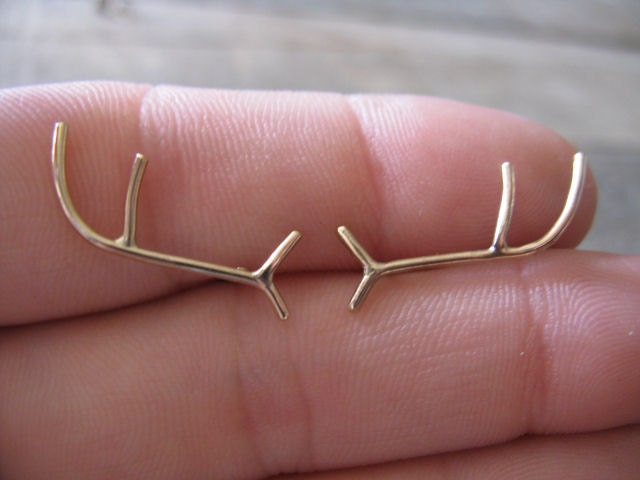 Gold fill antler post earrings