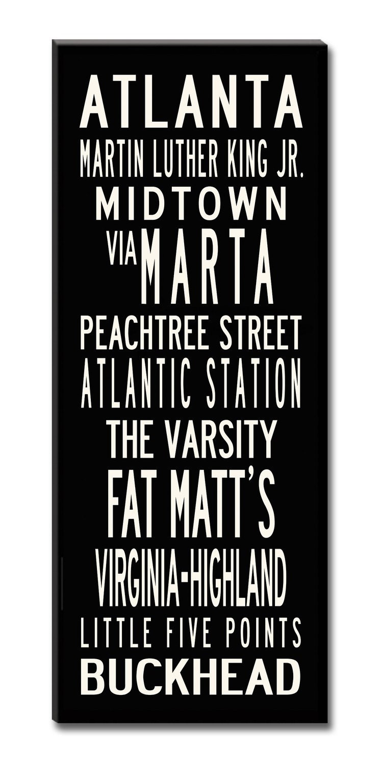 SALE PRICE-ATLANTA, Large 24x60 Gallery-Wrapped Canvas Subway Art