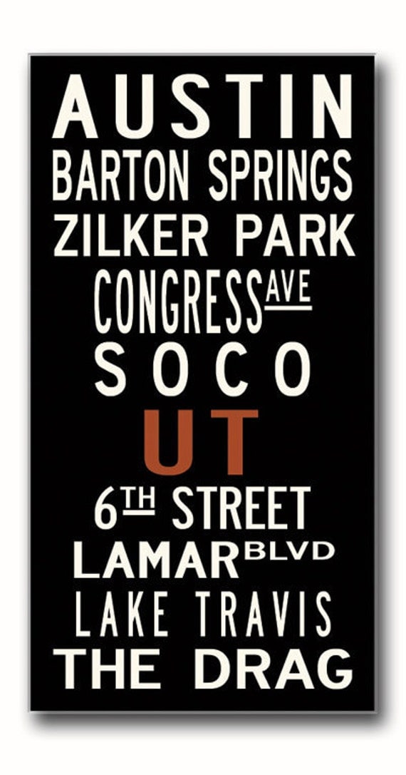 AUSTIN-Texas-Gallery-Wrapped Subway Art Canvas, 22x42