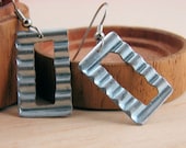Geometric Drop Earring Dangles Hardware Jewelry Industrial Corrugated Metal Eco Friendly