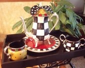 Custom Hand Painted Art on YOUR Tea Set  - price is to add art to YOUR 3 pieces - Pot, sugar, creamer