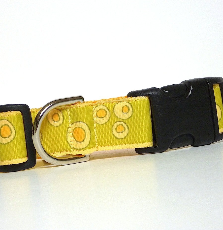 sale Yellow and Green Olive Print LEMON MARTINI Dog Buckle Tag Collar