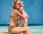 Bathing Beauty Jane - watercolor portrait by Gretchen Kelly