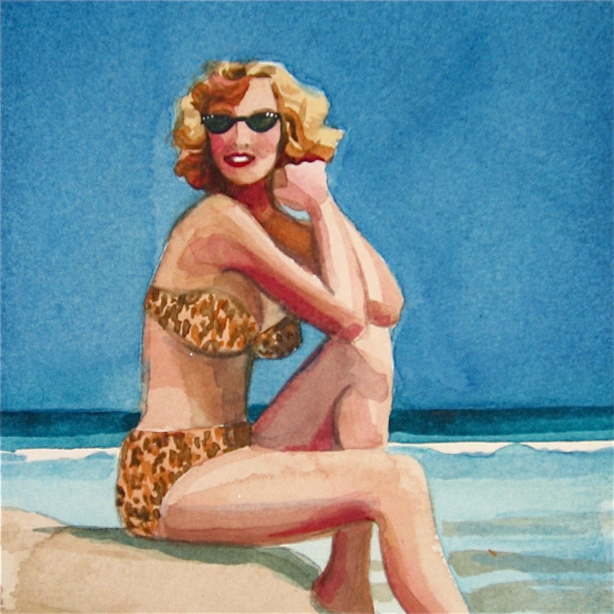 Bathing Beauty Jane - watercolor portrait by Gretchen Kelly - gretchenkellystudio Bathing Beauty Jane - watercolor portrait by Gretchen Kelly - gretchenkellystudio