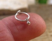 Cartilage Hoop Earrings Sterling Silver with Sterling Silver Bud Dangle Bead SINGLE