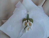 White Calla Lily Ring Bearer Pillow Wedding Bridal