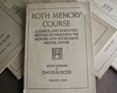 30 PERCENT OFF - Marked Down From 40 - Roth Memory Course - 7 Lessons - Vintage Softback Books - 1918