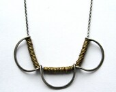 African Necklace, Brass African Heishi Beads, African Beads, Oxidized Sterling Silver Metalwork