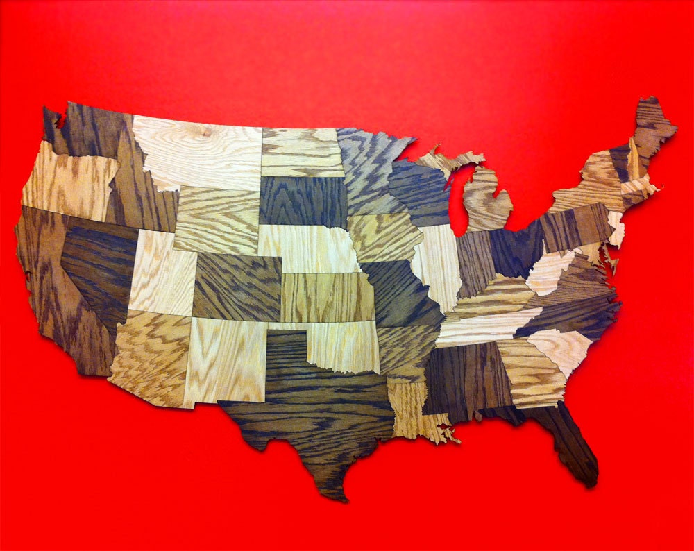 HUGE 6' Wood USA Map Puzzle, Jigsaw Puzzle, Geography, Rustic Decor, Road Trip, Travel, Large Art, Wooden Wall Art, Wall Hanging