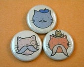 Kittens with Mustaches Button Set