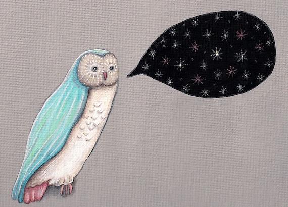 Nighttiming: Starry Owl Print