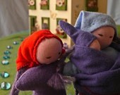 Mother, daughter and newborn in pouch sling - lagre size doll set