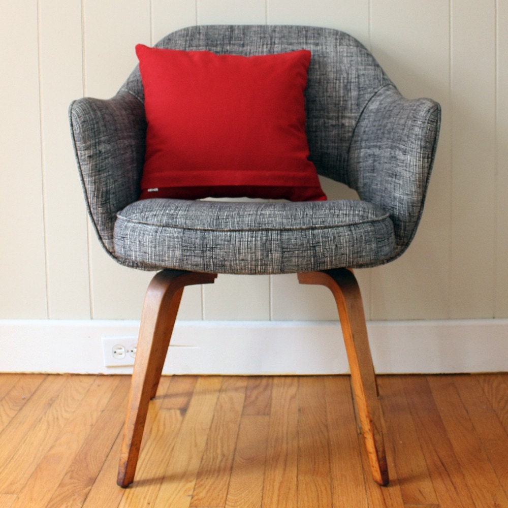 16 in Square Throw Pillow - Atomic Red with Honeysuckle print