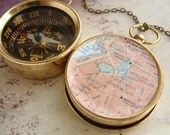 Brooklyn Map Compass Necklace, personalized map, custom Choose Your City, personalized gift