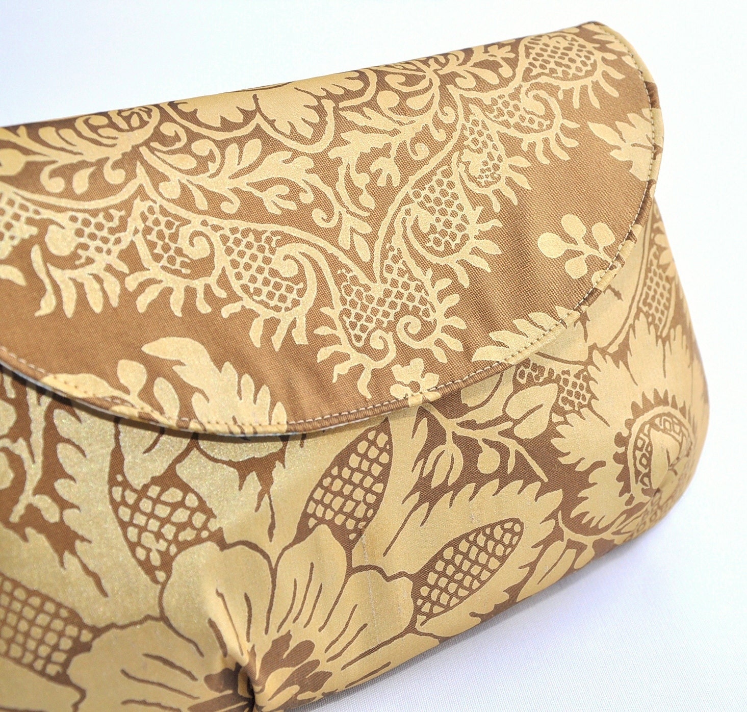 BRONZE DAMASK /// Printed Silk Addy Wristlet