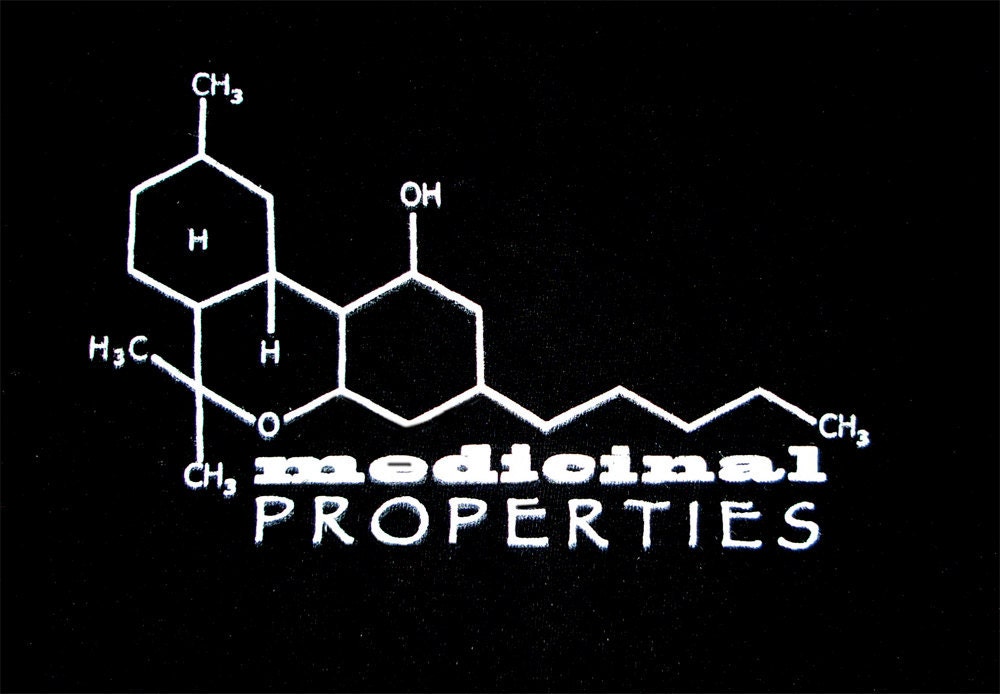 Hemp Mens Tshirt  - THC molecule Medicinal Properties - Hand printed - Geekery