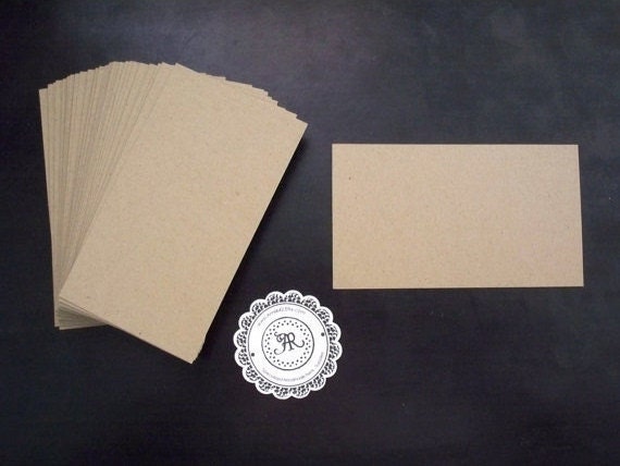 Brown Kraft Tags, Brown Paper Kraft Business Card Blank, Mini Notes, Kraft Labels in Cardstock BULK SALE Set 50 by Annie42 - AR Creations
