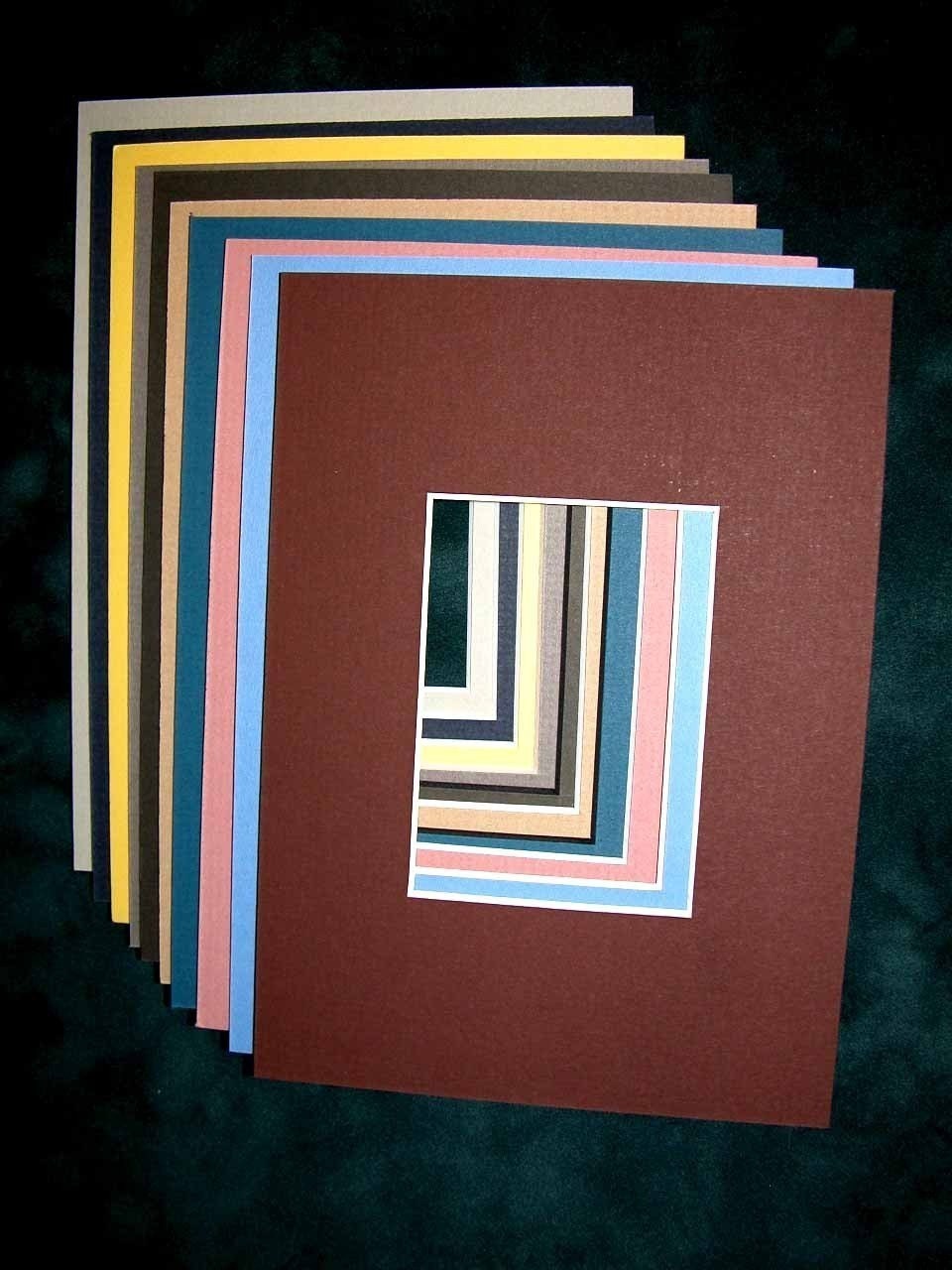 10 each Custom Cut ACEO ATC 5x7 Color Mix Mats with 2.5x3.5 or 3x5 opening