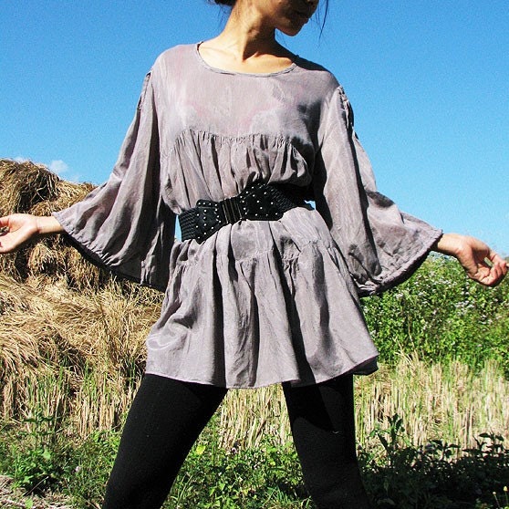 The woman in me blouse...Gray mix silk (L-XL)