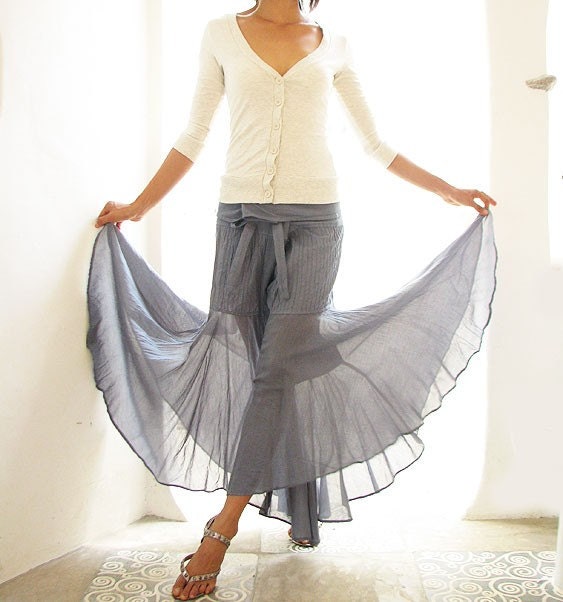 Enchanted pants...Blue/Gray mix silk (S-M or L-XL)