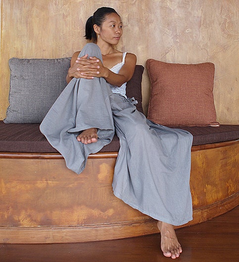 Wild side pants...Silver Gray mix silk ( one size fits S-L)