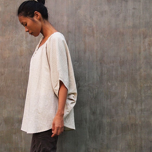 But the bird can fly...Bat wing blouse Linen (One size fits most)