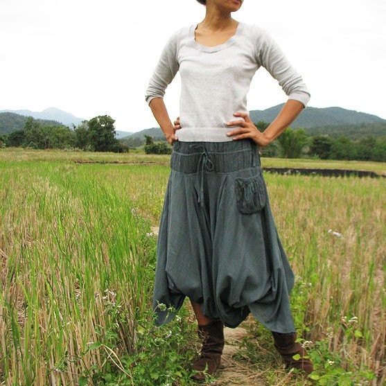 For a change pants...cotton Gray floral patch (S-L)