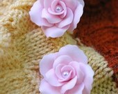 Miniature roses, Handmade gift, Polymer clay jewelry stud earring
