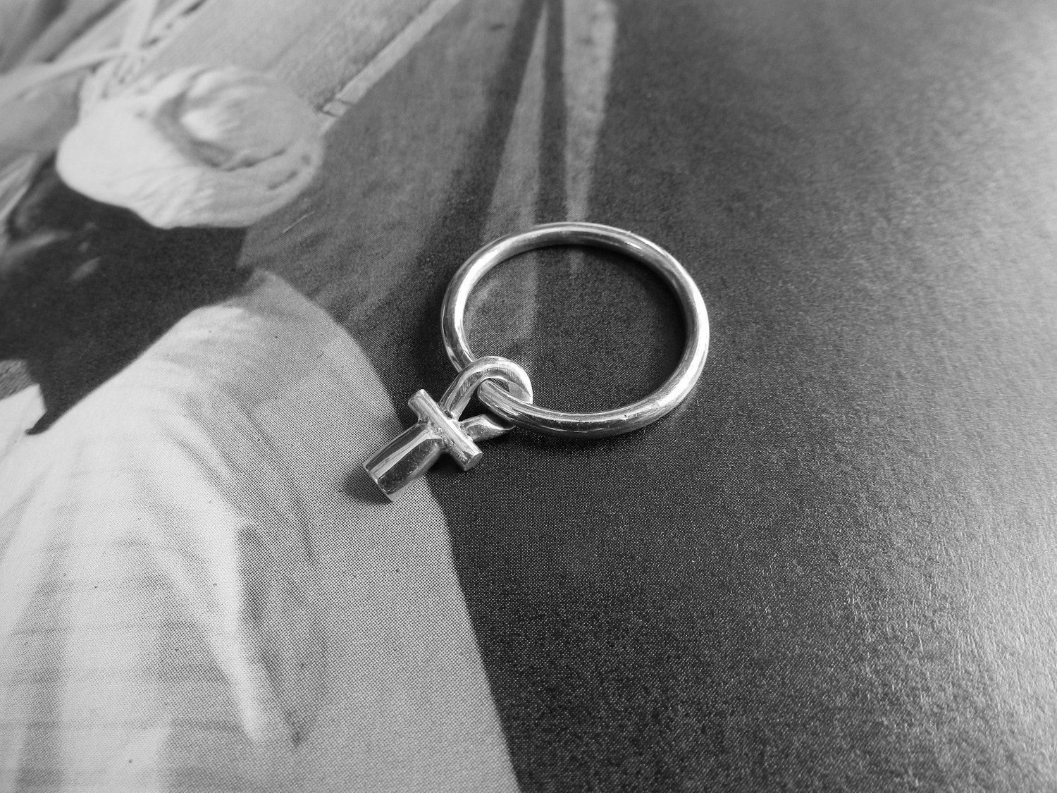 Sterling silver 'Ankh' charm ring