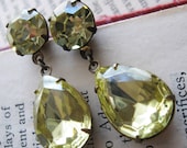 Light Yellow Jewel Earrings . Jonquil Jewel Earrings . Estate Style Jewelry - Mae