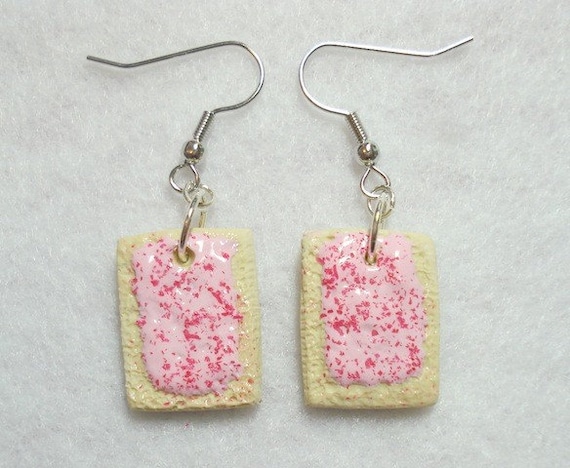 Cherry Pop tart Earrings  Miniature Food Jewelry