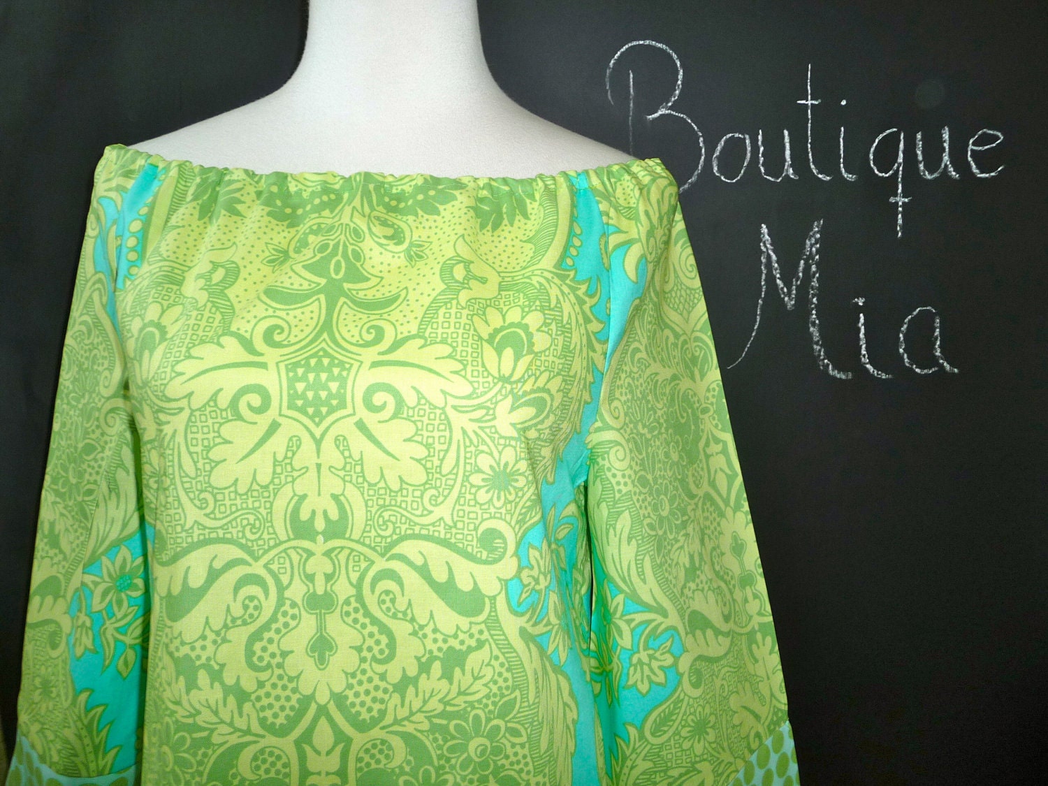 WOMEN - Boatneck dress with 3/4 sleeves - Amy Butler - Love - by Boutique Mia