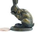 Tiny Bianca bronze rabbit sculpture, two and a bit inches tall