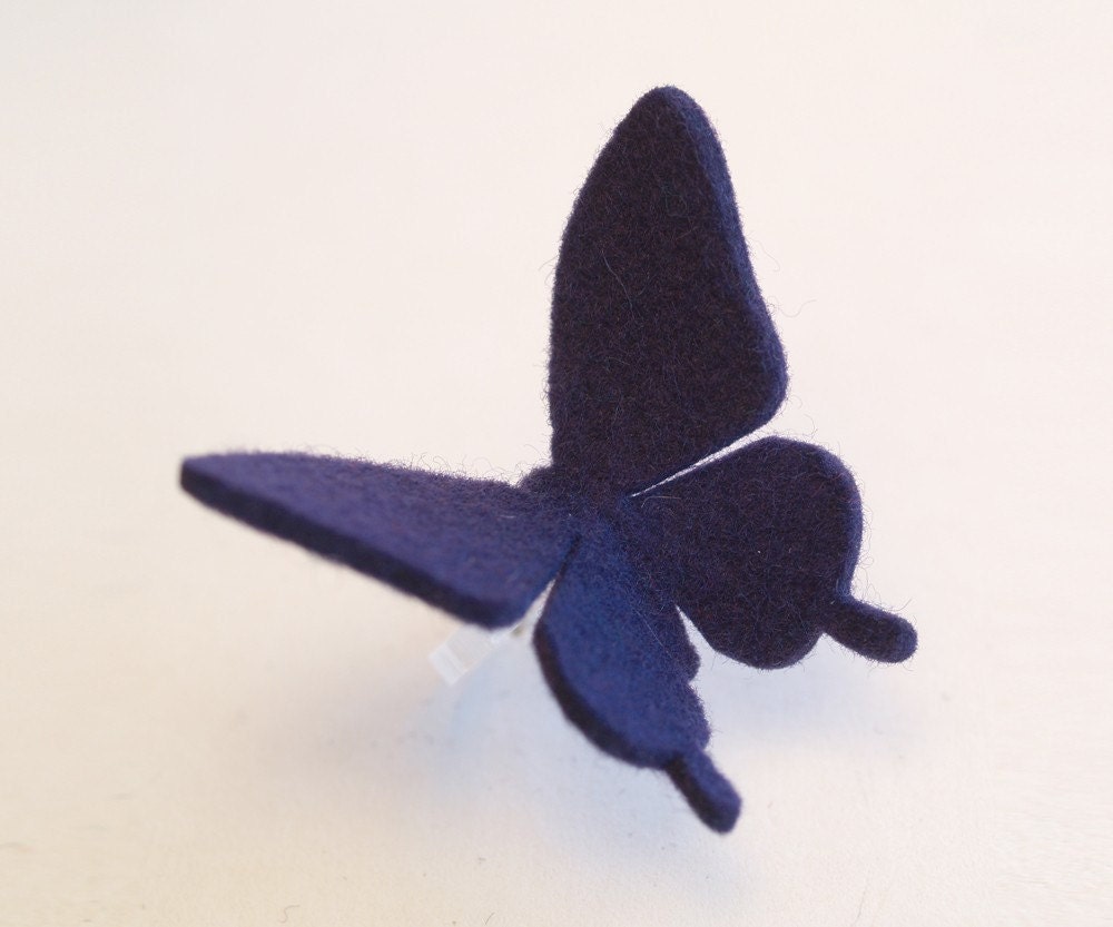 Aid for Japan - felt BUTTERFLY RING -VIOLET- Swallowtail