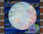 Lotus In the Moonlight Fiber Art Quilt Wall Hanging