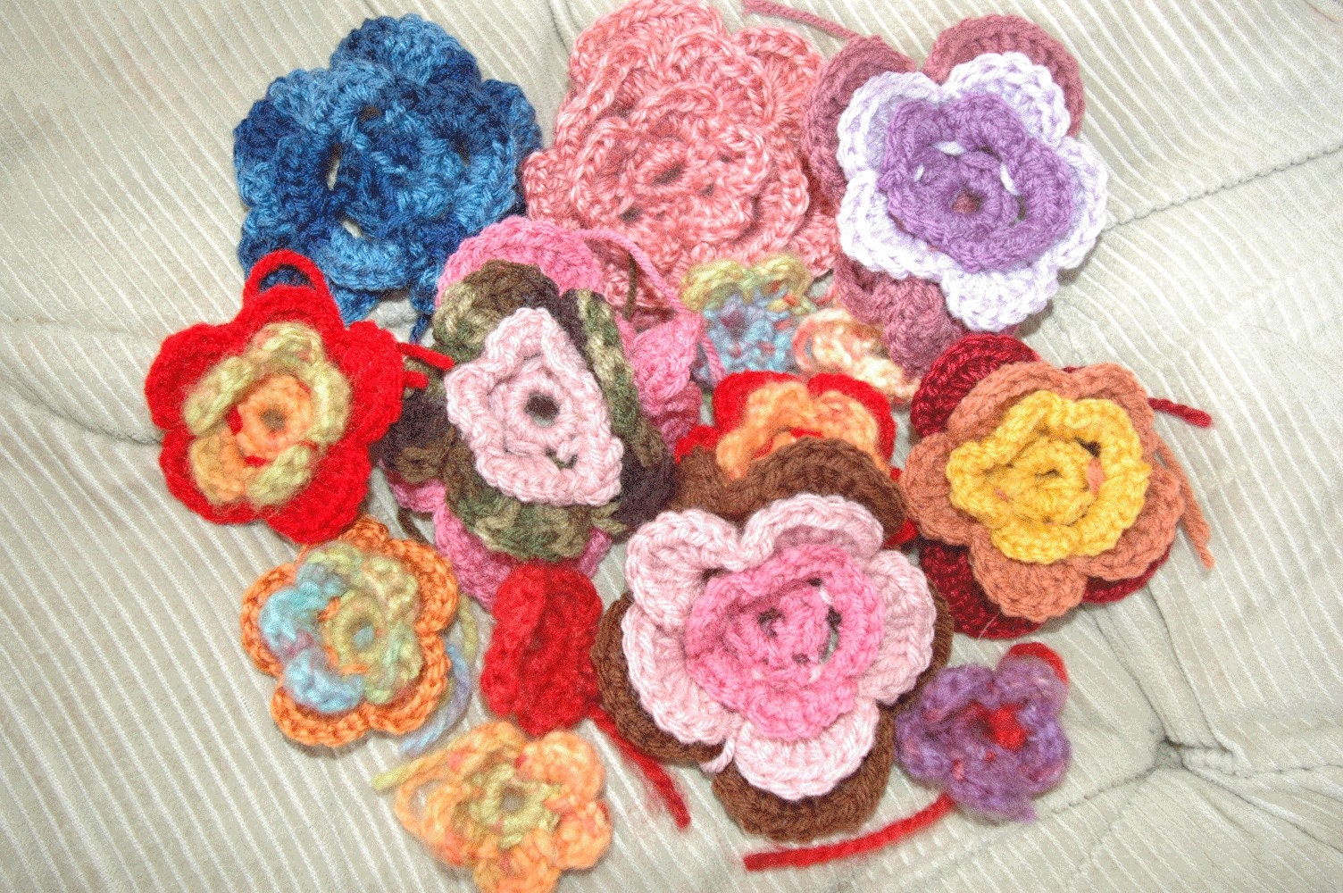 You pick 3 flowers or a triple layer flower-On hair clip or pin-YOUR CHOICE