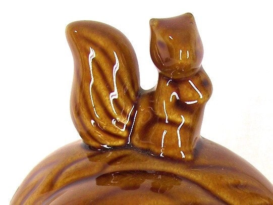 Every Squirrel Has Its Day on a Walnut Vintage Ceramic Dish