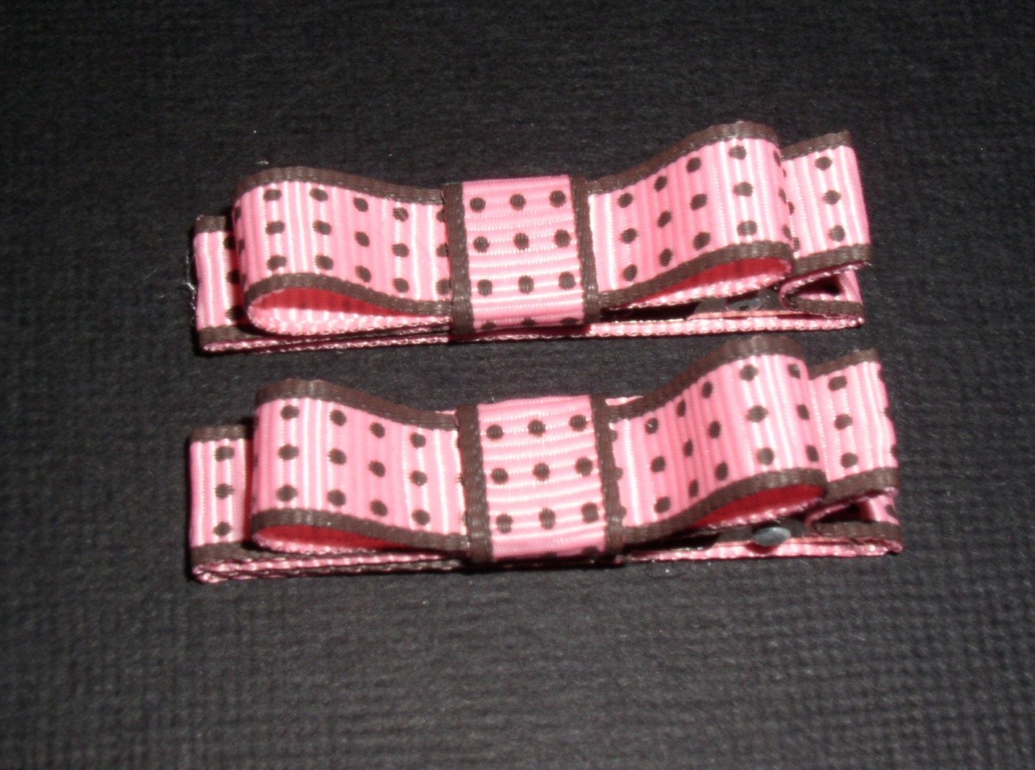 Pink and Brown Polka Dots Hair Clippies (Set of 2)