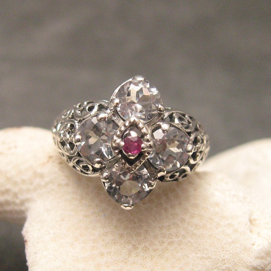 Sterling Cross Ring Rhinestone Stunning R4330