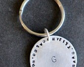 Simple Personalized and Handstamped Sterling Silver Keychain - Great Gift for Dad or Grandpa