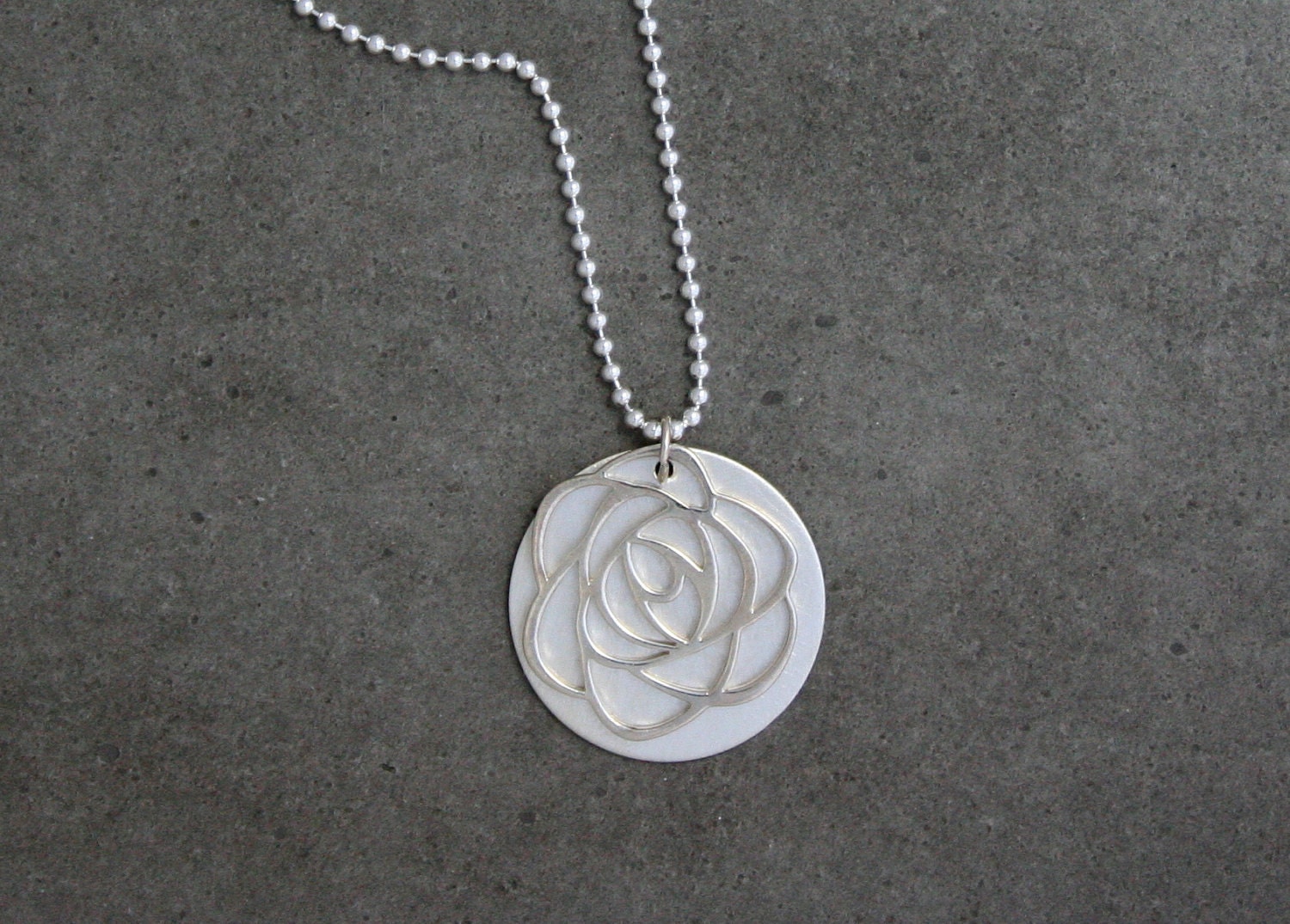 Layered Sterling Silver Rose and Disc
