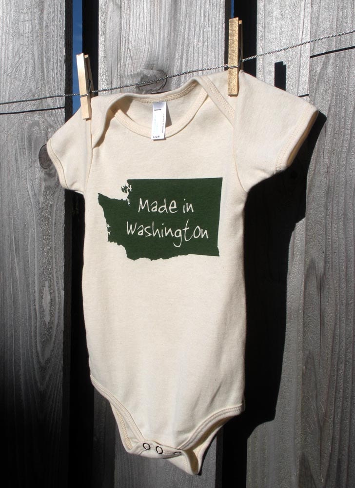 Made in Washington -- Screenprinted American Apparel Organic Onesie