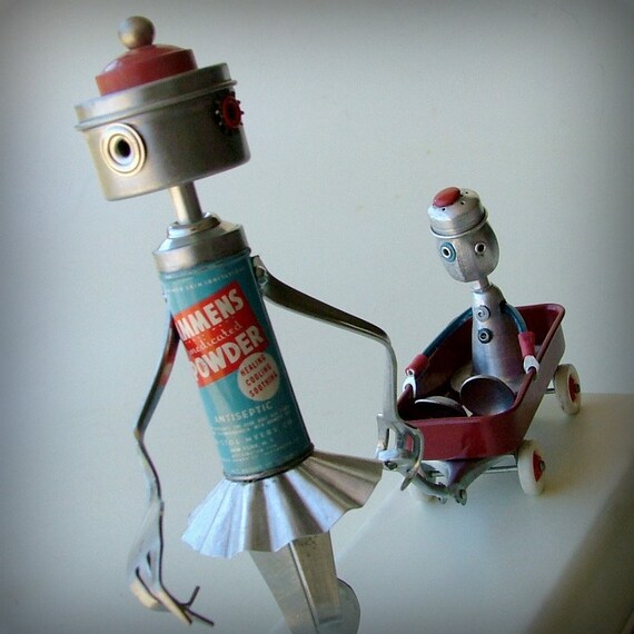 Precious Cargo - Robot fine art assemblage - ooak 99% recycled