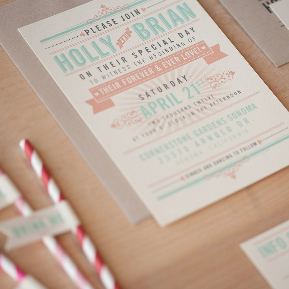 Vintage Poster Wedding Invitations - vintage chic, rustic chic, playbill-